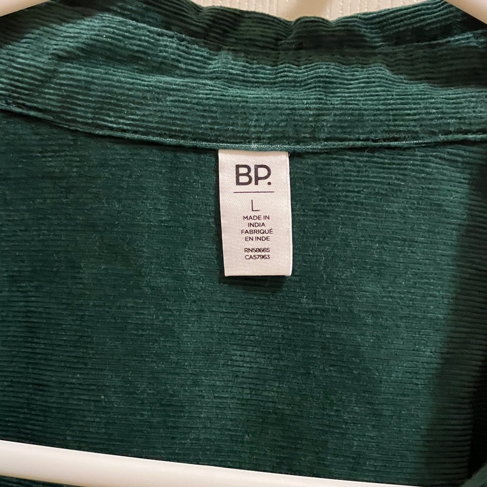 BP Dark Green Cotton Shacket L Button Front Overshirt New Without Tags Layer - Picture 2 of 3